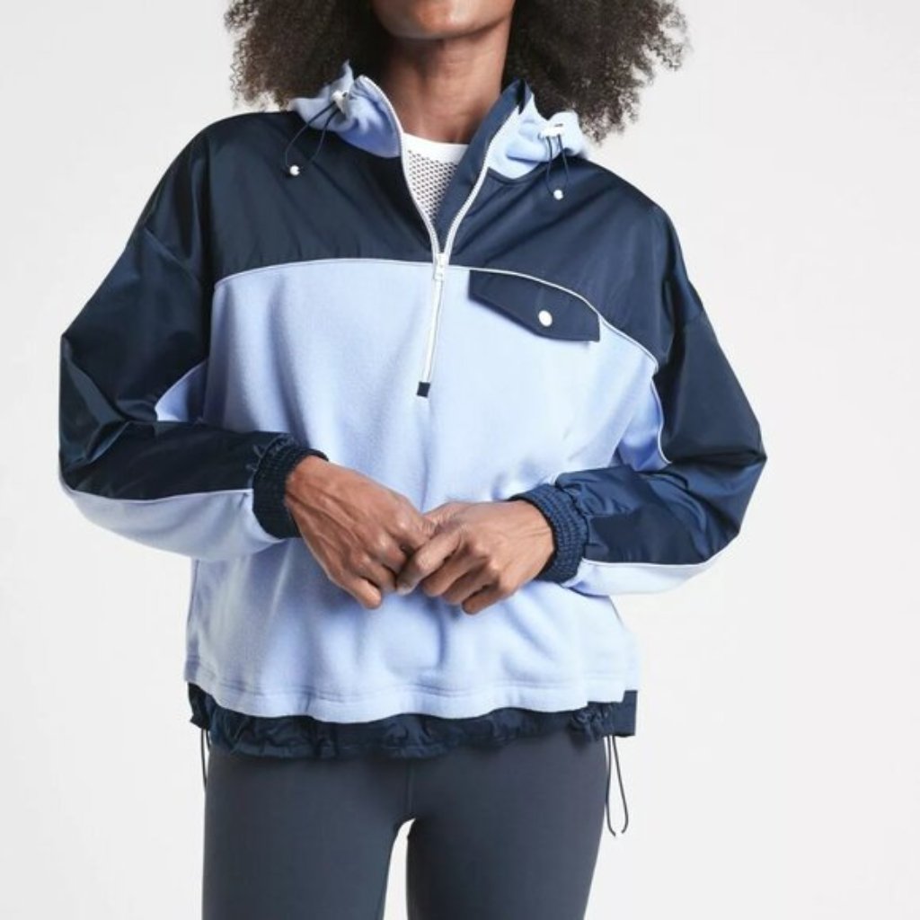 Athleta Zion Microfleece 1/2 Zip Top Pullover Victorian Periwinkle Sz S Gorpcore